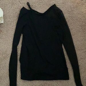 Black mesh sleeve top